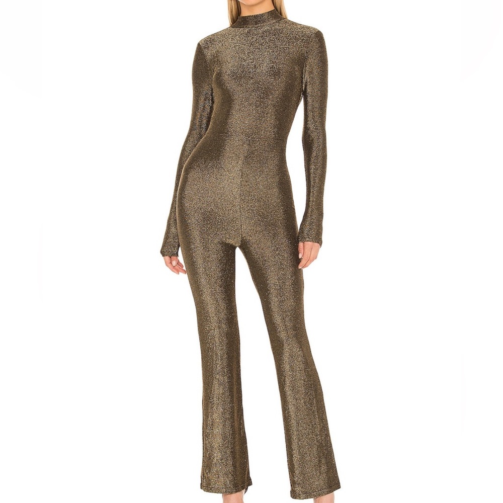 Superdown (Revolve) Gold Metallic Jumpsuit - Size: Large